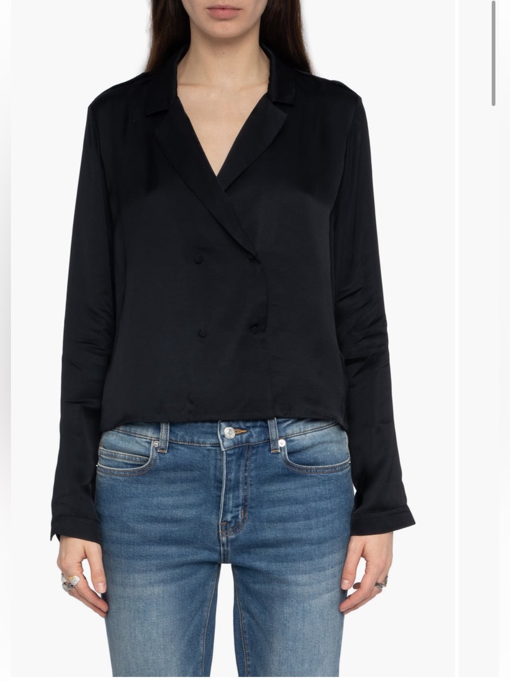 NWT Zadig & Voltaire Tussi Black Lined Top - XS